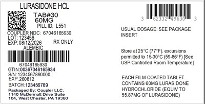 Label (62332 496 30 Lurasidone HCl 60mg 67046 1659 30)